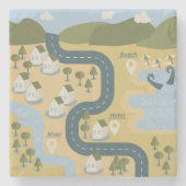 Stijlvolle cartoon landschapsvakantiereiskaart stenen onderzetter (Voorkant)