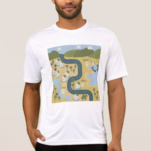Stijlvolle cartoon landschapsvakantiereiskaart t-shirt