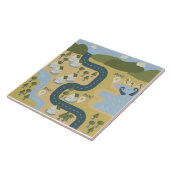 Stijlvolle cartoon landschapsvakantiereiskaart tegeltje (Zijkant)