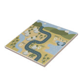 Stijlvolle cartoon landschapsvakantiereiskaart tegeltje (Zijkant)