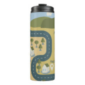 Stijlvolle cartoon landschapsvakantiereiskaart thermosbeker (Voorkant)