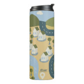 Stijlvolle cartoon landschapsvakantiereiskaart thermosbeker (Gedraaid links)