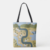 Stijlvolle cartoon landschapsvakantiereiskaart tote bag (Achterkant)
