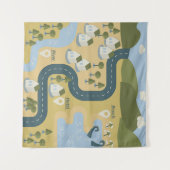 Stijlvolle cartoon landschapsvakantiereiskaart wandkleed (Voorkant (horizontaal))