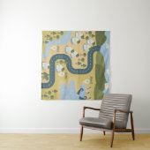 Stijlvolle cartoon landschapsvakantiereiskaart wandkleed (In Situ (horizontaal))