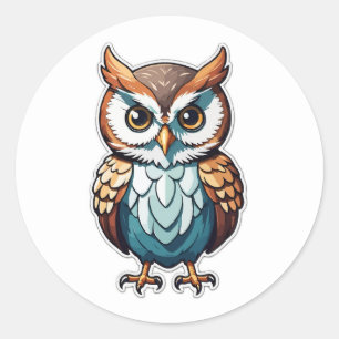Stijlvolle Cartoon Owl Design – Schattige en kleur Ronde Sticker