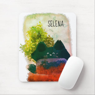 Stijlvolle Cartoon Verborgen blauw katje Muismat