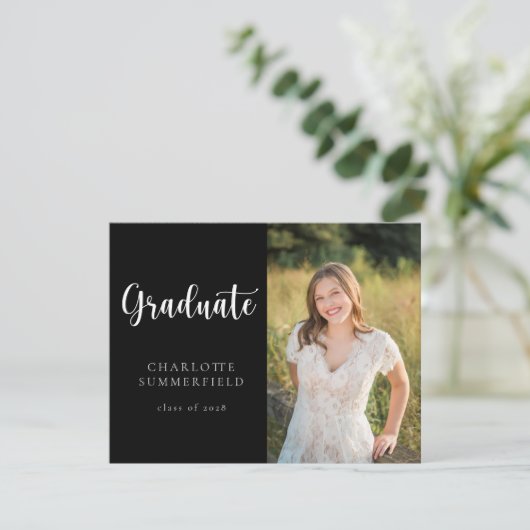 Stijlvolle Casual scriptfoto | AFSTUDEREN Kaart (Staand voorkant)