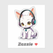 Stijlvolle Cat Dragen Hoofdtelefoon Sticker (Vel)