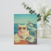Stijlvolle Cat's Ocean Tea Party Briefkaart (Staand voorkant)