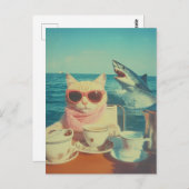 Stijlvolle Cat's Ocean Tea Party Briefkaart (Voorkant / Achterkant)