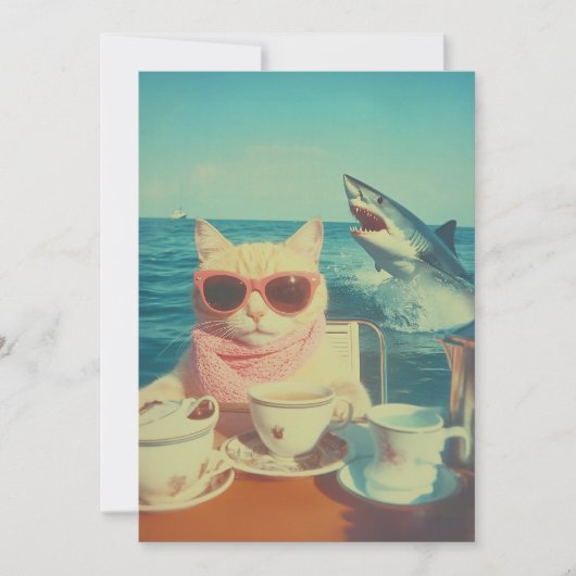 Stijlvolle Cat's Ocean Tea Party Kaart (Voorkant)