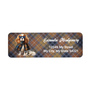 Stijlvolle Cavalier King Charles geruite adreslabe Etiket