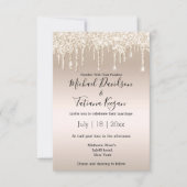 stijlvolle champagne die glitters bruiloft kaart (Voorkant)