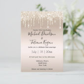 stijlvolle champagne die glitters bruiloft kaart (Staand voorkant)