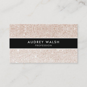 Stijlvolle Champagne roze glitter Black Striped Visitekaartje