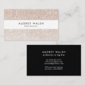 Stijlvolle Champagne roze glitter Wit Gestreept Visitekaartje (Voorkant / Achterkant)