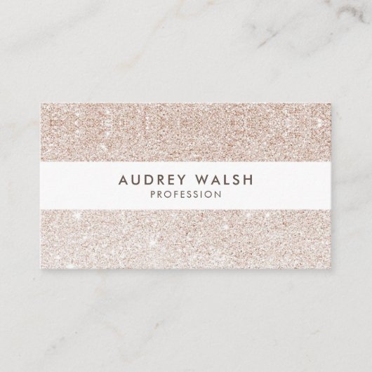 Stijlvolle Champagne roze glitter Wit Gestreept Visitekaartje (Voorkant)
