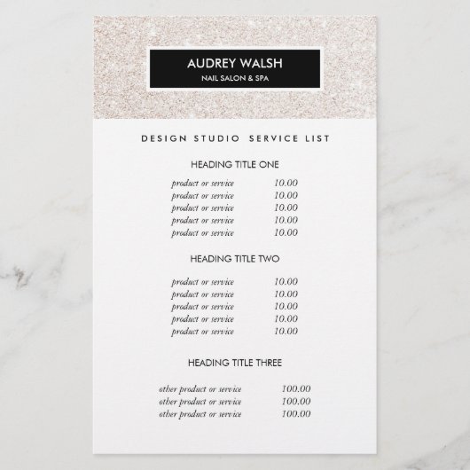 Stijlvolle Champagne roze salon, prijzen en dienst Flyer (Voorkant)