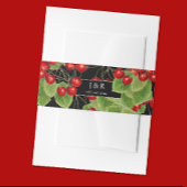 Stijlvolle Cherry Black Bruiloft Initialen Monogra Uitnodigingen Wikkel