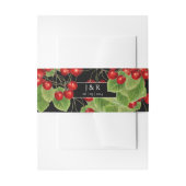 Stijlvolle Cherry Black Bruiloft Initialen Monogra Uitnodigingen Wikkel (Voorkant Voorbeeld)