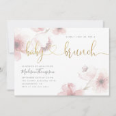 Stijlvolle Cherry Blossom Gold Baby Brunch Shower Kaart (Voorkant)
