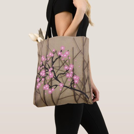 Stijlvolle Cherry Blossom met teken Tote Bag (Dichtbij)