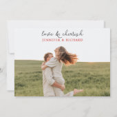 Stijlvolle Cherry Red White Wedding Photo Typo Save The Date (Achterkant)