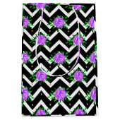 Stijlvolle Chevron Paarse Bloemen Medium Cadeauzakje (Voorkant)