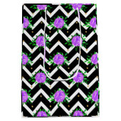 Stijlvolle Chevron Paarse Bloemen Medium Cadeauzakje (Achterkant)