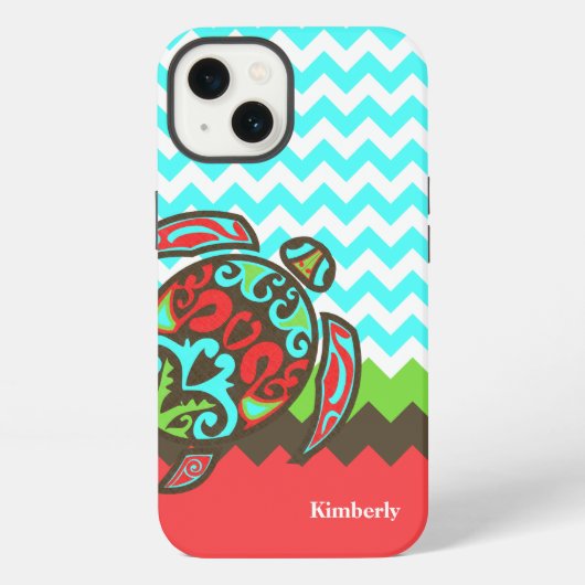 Stijlvolle Chevron & Zeeschildpad Custom iPhone Ho Hoesje (Achterkant)