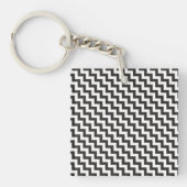 Stijlvolle Chevrons Sleutelhanger, zwart-wit Zigza Sleutelhanger (voorkant)