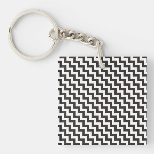 Stijlvolle Chevrons Sleutelhanger, zwart-wit Zigza Sleutelhanger (voorkant)