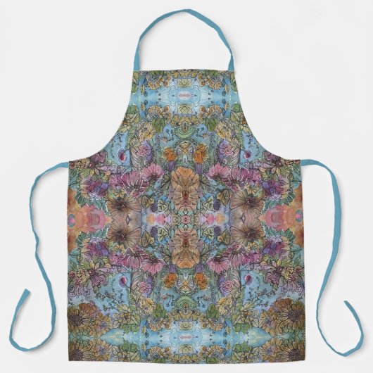 Stijlvolle Chic Bloementuin Aquarel Schildering Schort (Voorkant)