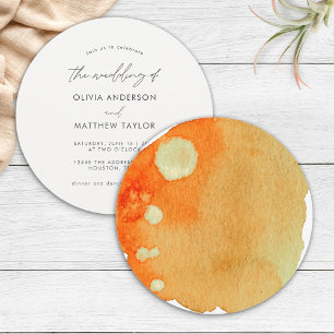 Stijlvolle Chic Boho Verbrand Oranje Aquarel Trouw Kaart