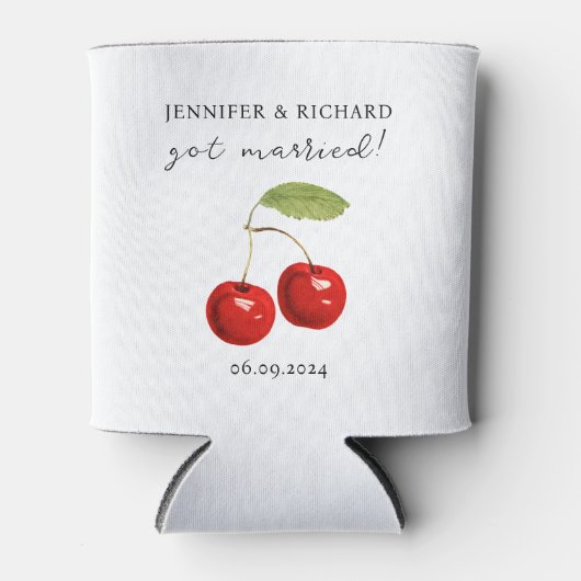 Stijlvolle Chic  Cherry Red White Wedding Favoriet Blikjeskoeler (Voorkant)