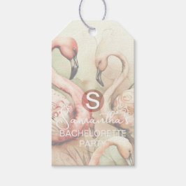 Stijlvolle Chic Flamingo Monogram Gepersonaliseerd Cadeaulabel