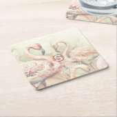Stijlvolle Chic Flamingo Monogram Gepersonaliseerd Kartonnen Onderzetters (Schuin)