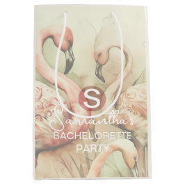 Stijlvolle Chic Flamingo Monogram Gepersonaliseerd Medium Cadeauzakje