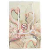 Stijlvolle Chic Flamingo Monogram Gepersonaliseerd Medium Cadeauzakje (Achterkant)