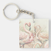 Stijlvolle Chic Flamingo Monogram Gepersonaliseerd Sleutelhanger (voorkant)