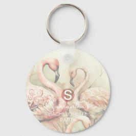 Stijlvolle Chic Flamingo Monogram Gepersonaliseerd Sleutelhanger