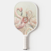 Stijlvolle Chic Flamingo Monogram Personalisatie Pickleball Paddle (Achterkant)
