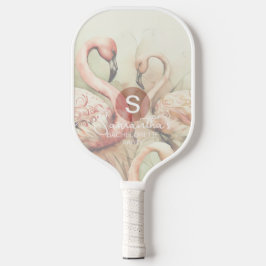 Stijlvolle Chic Flamingo Monogram Personalisatie Pickleball Paddle