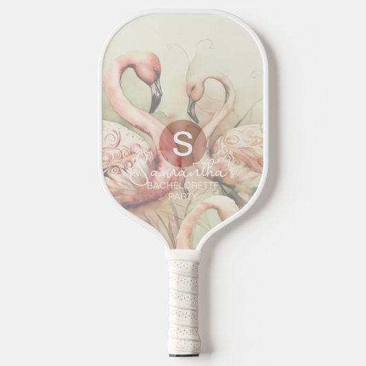 Stijlvolle Chic Flamingo Monogram Personalisatie Pickleball Paddle (Voorkant)