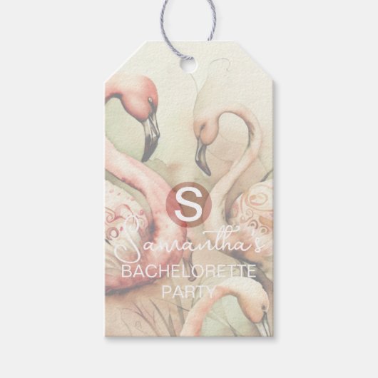 Stijlvolle Chic Flamingo Monogram Persoonlijk Cadeaulabel (Voorkant)