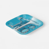 Stijlvolle Chic Glam Blue Sapphire Edelsteen Sweet Papieren Bordje (Gebogen)