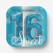 Stijlvolle Chic Glam Blue Sapphire Edelsteen Sweet Papieren Bordje (Voorkant)