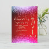 Stijlvolle Chic Gold Confetti Wine Glass Retiremen Kaart (Staand voorkant)