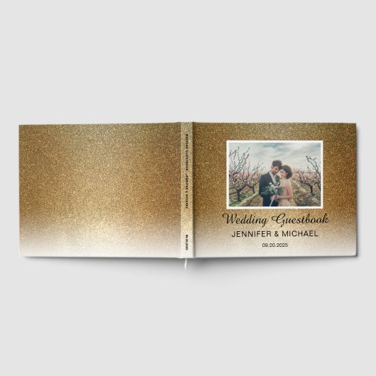 Stijlvolle Chic gouden gradiënt foto paar Trouwen Gastenboek (Volledig)